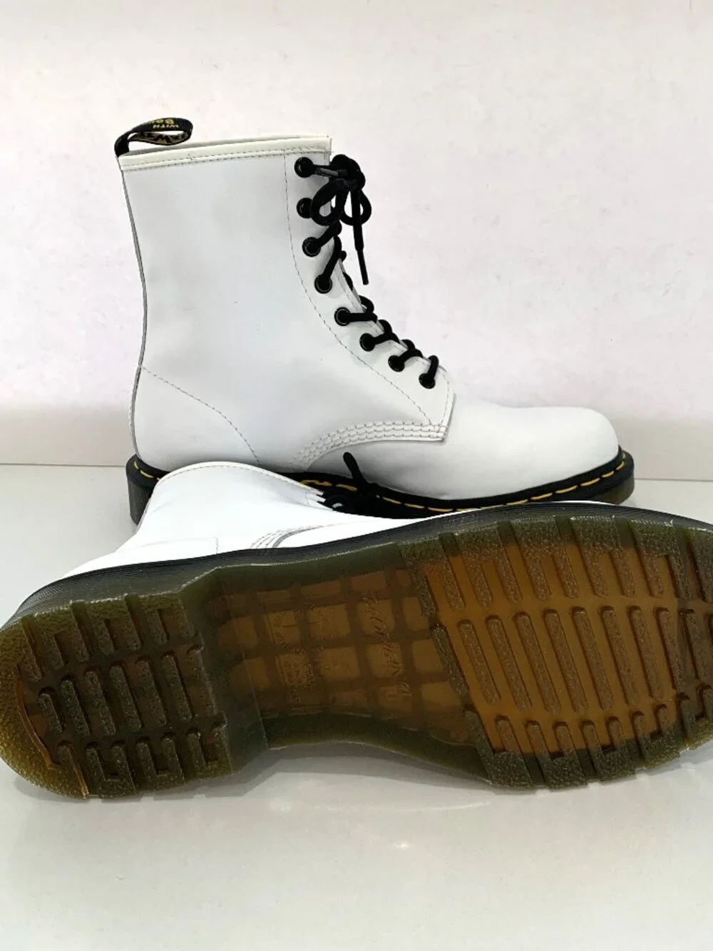 Dr. Martens 1460 Softy T Leather Lace Up Boots Combat Booties White Size 10 NEW